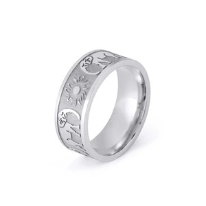 <b>Circle</b> Stainless Steel Engraving <b>Ring</b> 18k Gold Plated Stainless Steel Jewelry Round Chunky <b>Rings</b> - Product Image 6