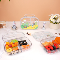 Boîte à lunch de dessin animé scellée, boîte à bento divisée pour fruits, étanche, micro-ondable, chauffable, 3 compartiments, enfants, employés de bureau, étudiants