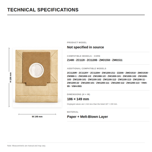 Sacs à poussière en papier de remplacement pour <span class=keywords><strong>aspirateur</strong></span> compatibles avec les modèles E/lec-trolux Z1480 ZC1120 ZC1120B ZMO1550 ZM01511 - Product Image 4