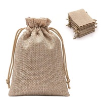 Mini sac en mousseline avec cordon de serrage et logo personnalisé petite pochette cadeau en toile de coton blanc avec jute