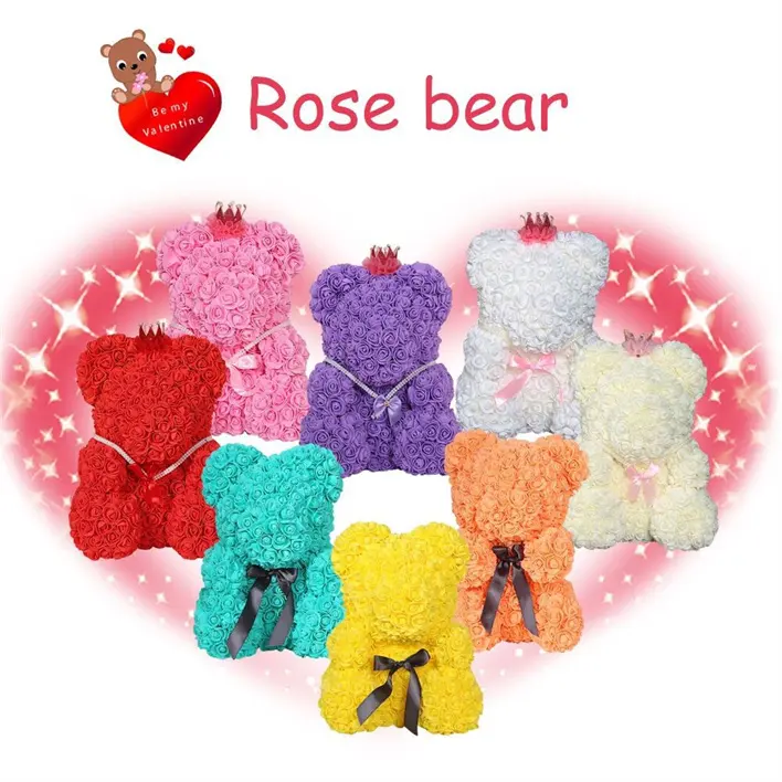 Großhandel Pe Foam Rose Flower Teddybär mit Geschenk box für Valentinstag Kinder Geburtstags feier Liebes geschenk