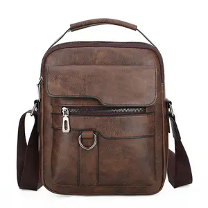 Yüksek kaliteli PU deri lüks çanta erkek Crossbody iş bel paketi askılı çanta el çantası erkekler için