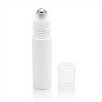 Weiße Roll-On-Flasche mit transparentem Deckel, 10 ml, Kunststoff, 19 mm x 90 mm, kleine Menge
