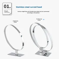 Présentoir de ceintures double cercle moderne et personnalisé, écologique, en acier inoxydable poli, 45 cm, vertical, pour comptoir, très populaire