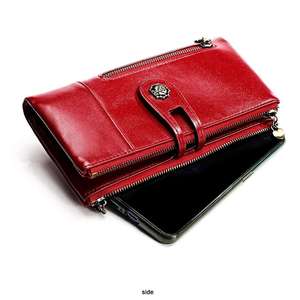 Nouveau portefeuille long antivol super tendance en cuir de vache véritable style rétro pour femme, sac à monnaie mode coréenne - Product Image 5
