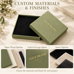 Caja de Embalaje de Joyería de Lujo con Logotipo Personalizado, Caja de Regalo Rígida de Papel Texturizado con Estampado Floral para Collar, Pulsera y Pendientes - Product Image 6