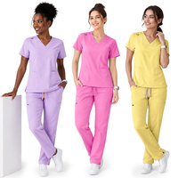 Seragam Medis Warna Sesuai Pesanan, Set Baju Scrub 72% Poliester 21% Rayon 7% Spandex, Pakaian Perawat Wanita, Baju Klinik Rumah Sakit