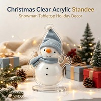Porte-clés personnalisé en acrylique, décoration de table de Noël, ornement de bureau transparent imprimé sur mesure, motif de dessin animé lumineux