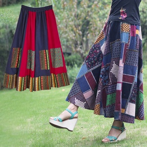 Womens Long Patchwork <strong>Skirts</strong> Thailand Clothes Ethnic Boho Pants Cotton Linen Hippie <strong>Gypsy</strong> Clothing Bohemian <strong>Skirt</strong> - Product Image 1