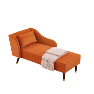 Sofá Cama Chaise Longue de Terciopelo Ecológico Moderno con Patas Cónicas, Respaldo Acolchado y Estructura de Madera de Mango Sólida para Sala de Estar y Dormitorio - Product Image 3