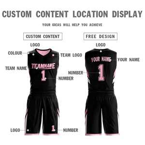 Maillot de basket-ball personnalisé noir et rose, design double face, vêtements de sport - Product Image 6