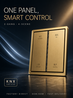 Interrupteur mural intelligent KNX à 2 boutons et 4 commandes avec construction métallique pour usage professionnel