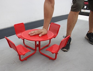 Gavin park – meuble <span class=keywords><strong>de</strong></span> pique-nique rond en acier perforé, imperméable et résistant à la rouille, ensemble <span class=keywords><strong>de</strong></span> <span class=keywords><strong>table</strong></span> d'extérieur avec <span class=keywords><strong>parasol</strong></span> - Product Image 6