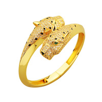 Nouveaux bijoux pour hommes et femmes, bracelet en cuivre plaqué or, bracelet léopard à double tête, bracelet léopard tacheté