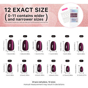 AIERFEI <span class=keywords><strong>Faux</strong></span> <span class=keywords><strong>Ongles</strong></span> Souples en Gel de Haute Qualité Effet Œil de Chat Ovale Bourgogne 24 Pièces Vente en Gros Usine - Product Image 3