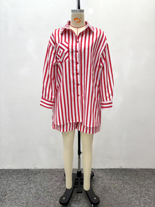 <span class=keywords><strong>Completo</strong></span> Casual da <span class=keywords><strong>Donna</strong></span> Taglie Forti con Camicia a Maniche Lunghe a Righe Verticali e Pantaloncini, Stile Africano <span class=keywords><strong>Sexy</strong></span> con Schiena Scoperta - Product Image 6