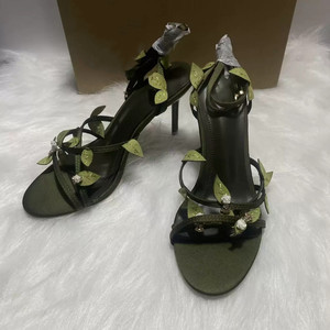 New Arrival Women's Dark Green High Heel Sandals with <b>Leaf</b> Embellishments - Versatile Sexy Casual Footwear for Ladies - Product Image 3