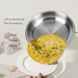 Hoàn toàn mạ 3ply thép không gỉ Chảo 20/24/28/30/32cm không độc hại cấp thực phẩm không dính cảm ứng không tráng nấu ăn chảo Chảo - Product Image 3