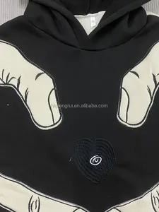 100% Cotton Heavyweight Hooded Distressed Custom DTG Print Logo Embroidery Beaded Breathable Patchwork Winter Pocket Oversize - Product Image 4