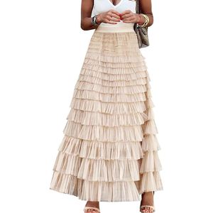 FOXA Women's <b>Long</b> Maxi <b>Tulle</b> <b>Skirt</b> High Waisted Tiered Ruffle A Line Mesh Chiffon <b>Skirt</b> for Women - Product Image 1