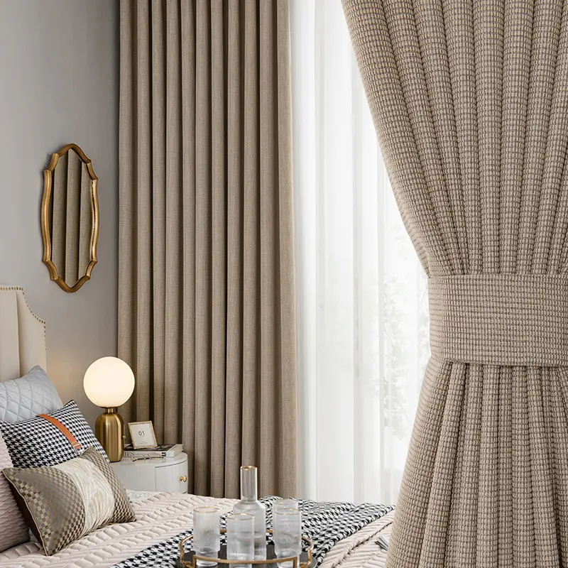 Modern Blackout Curtains Pure Color Cotton and Linen Curtains for Living Room and Bedroom Curtains