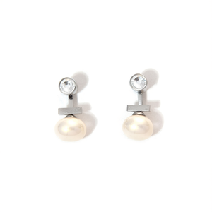 <b>Crystal</b> <b>Earrings</b> 316L Stainless Steel PVD Gold Plating Sustainable Resistant Pearl <b>Studs</b> - Product Image 2
