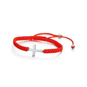 Jymoon pulseira de corda vermelha, cor prata, simples, masculina e feminina, com corda trançada