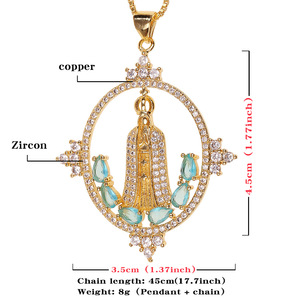 Risingmoon-caja de circón de cobre para mujer, cadena de lujo, Cruz, coronación religiosa, Túnica, collar de la Virgen María - Product Image 4
