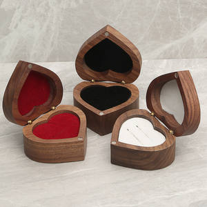 Caja de Anillos de Boda de Madera de Nogal, Caja de Regalo para Guardar Anillos, Caja de Madera en Forma de Corazón para Joyería y Pendientes - Product Image 4