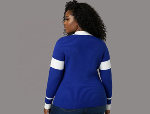Zeta Phi Beta Winter Acrylic <b>Cardigan</b> Sweater Women Blue Greek Sorority Knit Varsity Chenille Embroidered Custom OEM V-neck - Product Image 3