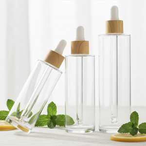 Envase de Vidrio Cilíndrico Personalizado para Suero, Botellas de Aceite Esencial con Tapa de Rosca, Gotero de Madera, Acabado Mate, Perfume, Fragancia, Cuidado de la Piel - Product Image 1
