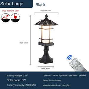 <b>Solar</b> Pillar Light LED Outdoor IP65 Warm White Acrylic Shade Aluminum Body 3500K <b>Garden</b> Path Lamp Decorative Bollard <b>Lantern</b> - Product Image 6