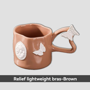 แก้วกาแฟเซรามิกทรงหนาแบบฝรั่งเศส พร้อมด้ามจับที่ให้ความรู้สึกหรูหรา แก้วน้ำสำหรับใช้ในบ้าน - Product Image 6