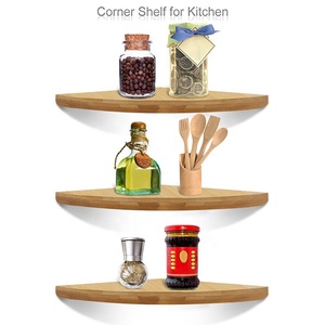 Wood <strong>Corner</strong> <strong>Shelves</strong> Set of 3 Wall Mount <strong>Floating</strong> <strong>Shelf</strong> Round Edging Bamboo Storage <strong>Corner</strong> <strong>Floating</strong> Wooden - Product Image 3