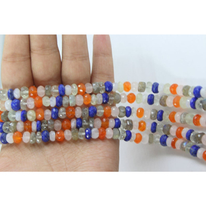 Cuentas de piedra natural multicolor de forma irregular, cuentas sueltas para hacer pulseras, rondelas de piedras preciosas facetadas de 7-8 mm - Product Image 1