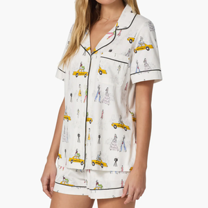 Conjunto de Pijama Corto Clásico <span class=keywords><strong>para</strong></span> Mujer, Estampado Elegante, <span class=keywords><strong>Ropa</strong></span> de Dormir Femenina, Conjunto de 2 Piezas, Pijama <span class=keywords><strong>para</strong></span> Mujer - Product Image 2