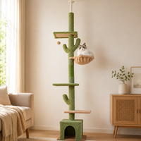 Arbre à chat personnalisé avec logo, du sol au plafond, multi-niveaux, tour d'escalade, hamac, griffoir en sisal pour 2 à 3 chats, OEM ODM
