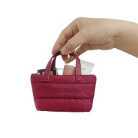 Mini pochette à monnaie et porte-clés en polyester, style tote, avec fermeture éclair, mignonne et petite, pour maquillage et rouge à lèvres, à suspendre