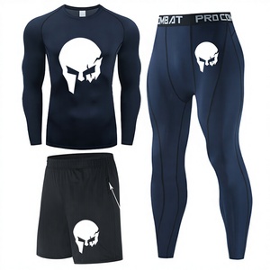 Ensemble de <span class=keywords><strong>sport</strong></span> 3 pièces pour hommes, séchage rapide, T-shirt, vêtements d'entraînement, Leggings de course, collants musculaires de <span class=keywords><strong>grande</strong></span> <span class=keywords><strong>taille</strong></span>, été - Product Image 1