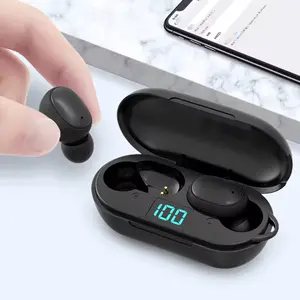 Açık H6 Bluetooth kulaklık 8D Stereo BT 5.0 çift mikrofon LED güç ekran Mini spor kulaklık cep telefonları için anahtar deliği ile