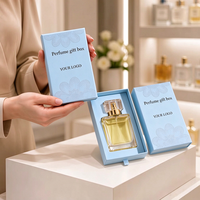 Kotak Hadiah Parfum Mewah Kemasan Laci Karton Kaku Berlapis Beludru Satin Kotak Logo Kustom untuk Parfum Kosmetik
