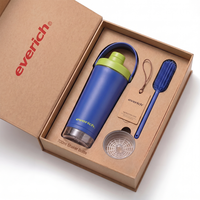 Bouteille d'eau sport en acier inoxydable isolée sous vide de 700 ml (24 oz) avec bouton poussoir pour mélanger les protéines en poudre
