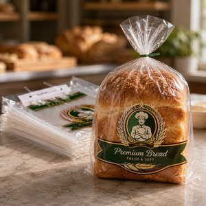 Sacs à pain en LDPE transparent micro-perforés imprimés sur mesure, emballages en plastique pour boulangerie et supermarché - Product Image 1