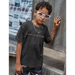 T-shirt FOXA Faith Over Fear pour homme, manches courtes, 100 % coton, motif religieux, design délavé à l'acide, respirant, en jersey - Product Image 2