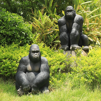 Statue d'animal réaliste grandeur nature en fibre de verre et résine, sculpture de gorille d'extérieur pour jardin, prix d'usine