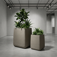 Ensemble de jardinières carrées en GFRC, résistantes aux intempéries, en béton texturé, pour la décoration extérieure des jardins et projets paysagers d'hôtels