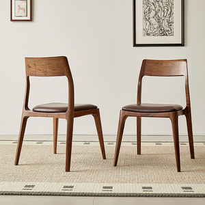 Ghế ngồi phong cách Scandi bán buôn giá sỉ, chất liệu gỗ óc chó đen nguyên khối, bọc da PU, dùng cho phòng ăn & phòng khách, thích hợp cho khách sạn - Product Image 2