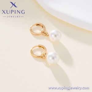 XUPING 18K Vergoldete Tropfenohrringe für Damen, Modischer Vintage-Luxusschmuck, 9mm Perlen-Ohrhänger, Lässig und Elegant - Product Image 3