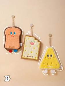 Toalla colgante con diseño de dibujos animados para limpiar las manos, toalla suave absorbente gruesa Kawaii con lazo para colgar, suministros de baño - Product Image 3