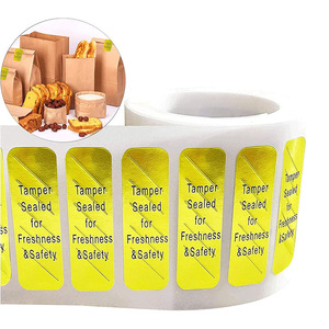 Gold Tamper Sealed Food Safety <b>Labels</b> Rectangular Self Adhesive Aluminum Foil Anti Counterfeit <b>Packaging</b> Sticker For Freshness - Product Image 1